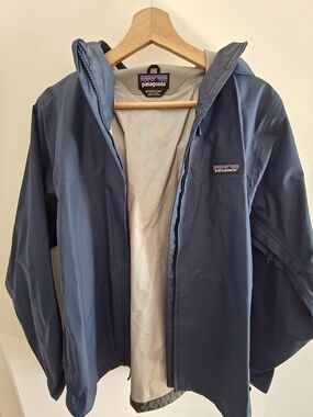 Patagonia Navy Hooded Raincoat